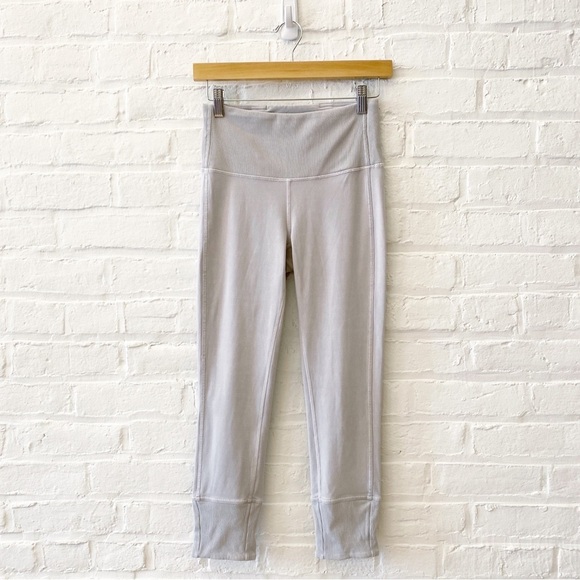 Lululemon || Wunder Under Crop 23" Ribbed in Washed French Clay Gray Beige 4 - Picture 1 of 11